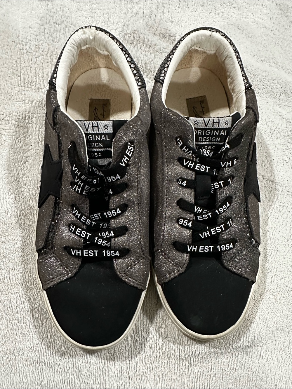 Vintage Havana EST 1954 dark grey Glitter black start sneakers size 8